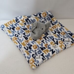 Alphabet Print Baby Blanket with Elephant Plush